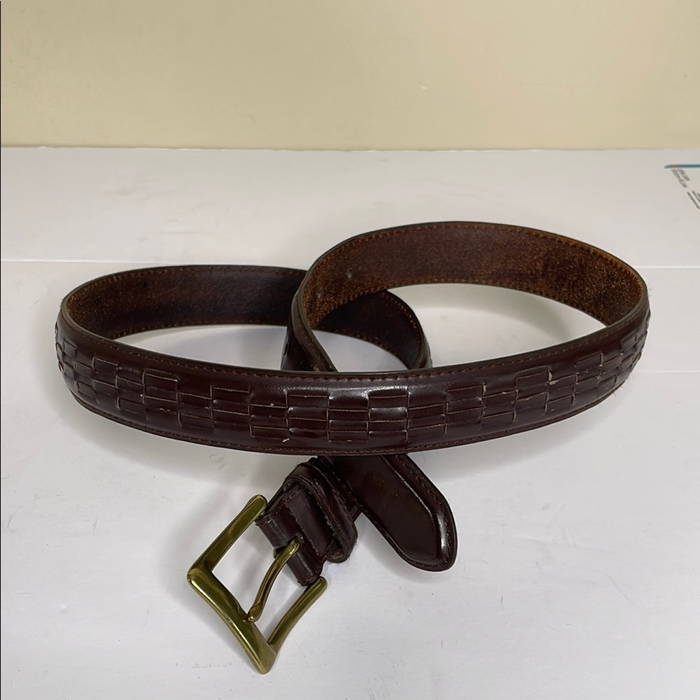 Menโs Leather Belt Brown Professional Brass Buckle 34/36